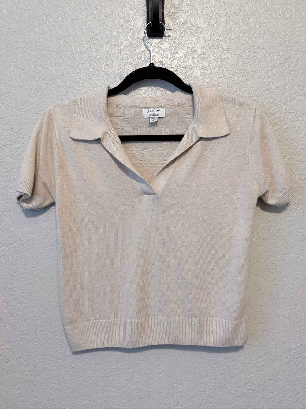 J.Crew Linen Blend Sweater Polo | Oatmeal Beige | XXS - Picture 2 of 9